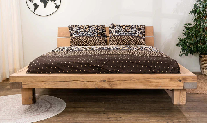 massief eikenhouten bed