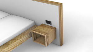 White & Oak - Deluxe zwevend eiken bed - balken bed - twee persoons bed