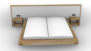 White & Oak - Deluxe zwevend eiken bed - balken bed - twee persoons bed